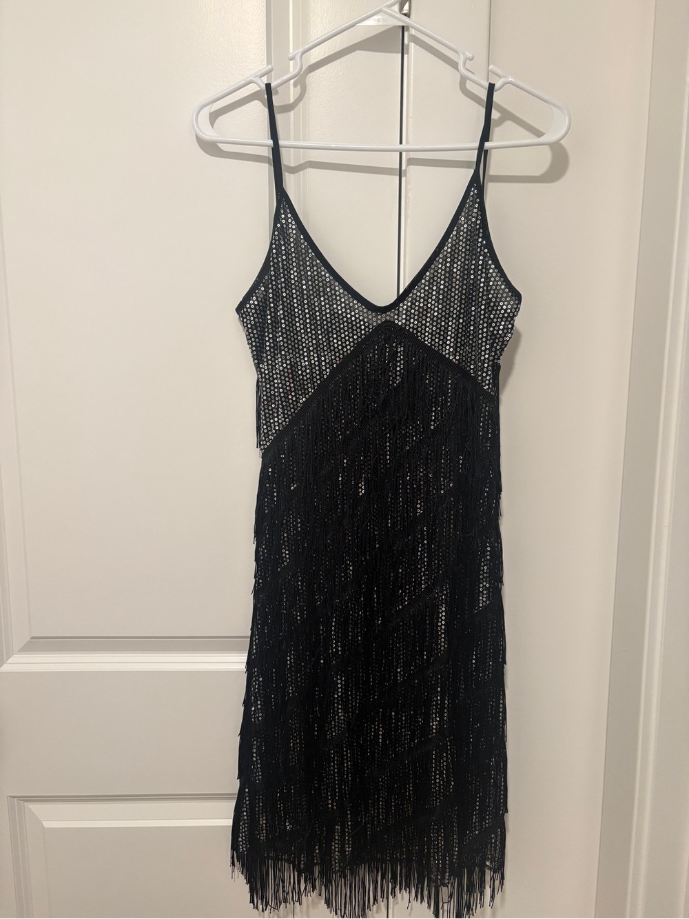 Black Fringe Slip Dress